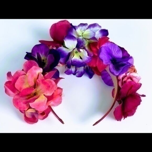 Stunning Handmade Pink & Purple Flower Crown display picture 2